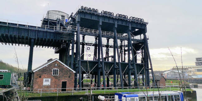 If the Anderton Boat Lift looks like two structures in one, that's because it is