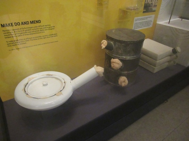 A bed pan and some biscuit tins used to grow penicillin (click to enlarge) Pic (c) SA Mathieson