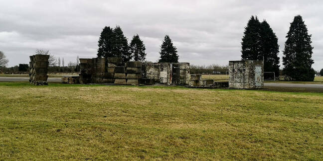 Piles of concrete blocks litter the Westcott site, from the very earliest days of post-war activity
