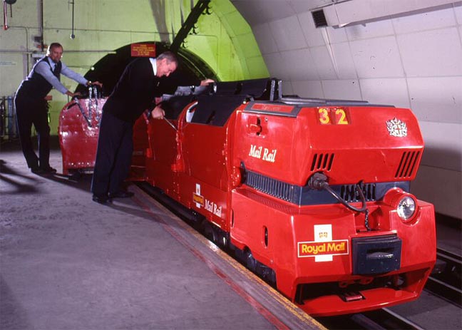Red engine mail rail photo Royal Mail courtesy of The British Postal Museum and Archive