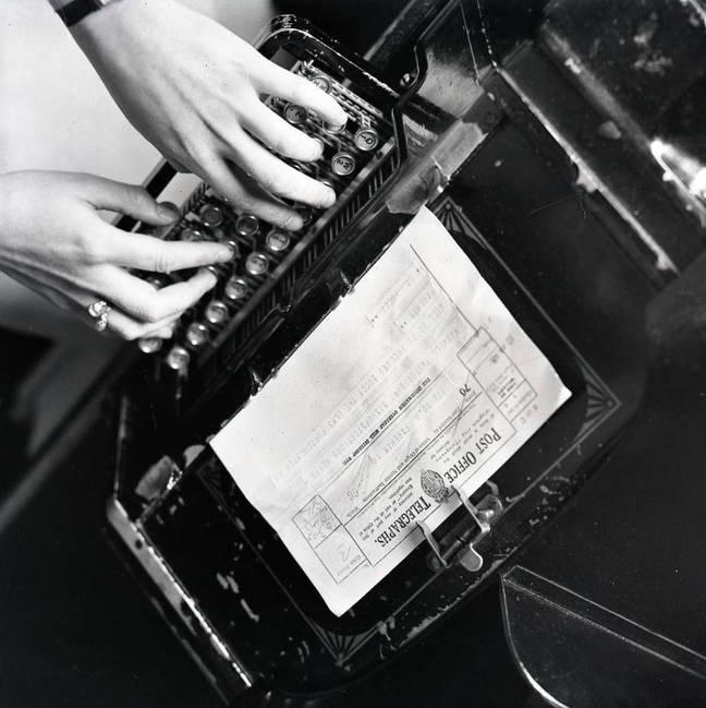 Staffer working Teleprinter, 1934. Picture courtesy of BT Heritage & Archives 
