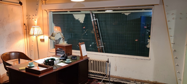 The office of the commanding officer of Western Approaches HQ. Here he could watch the Battle of the Atlantic unfold on the giant plot boards in the next room